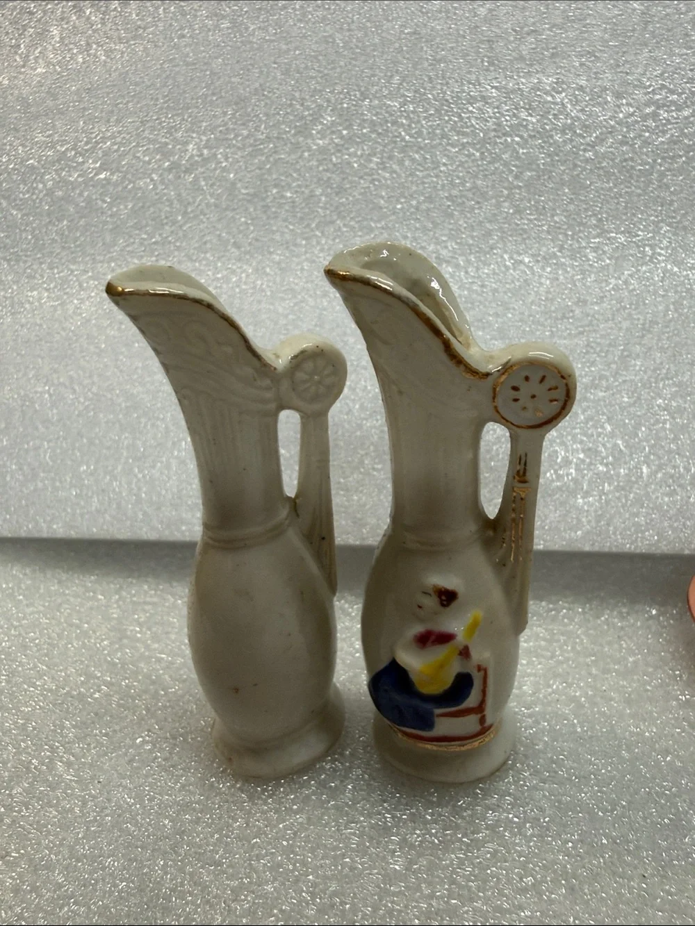 Pair of Miniature Japanese Porcelain Bud Vases Hand Painted Japan